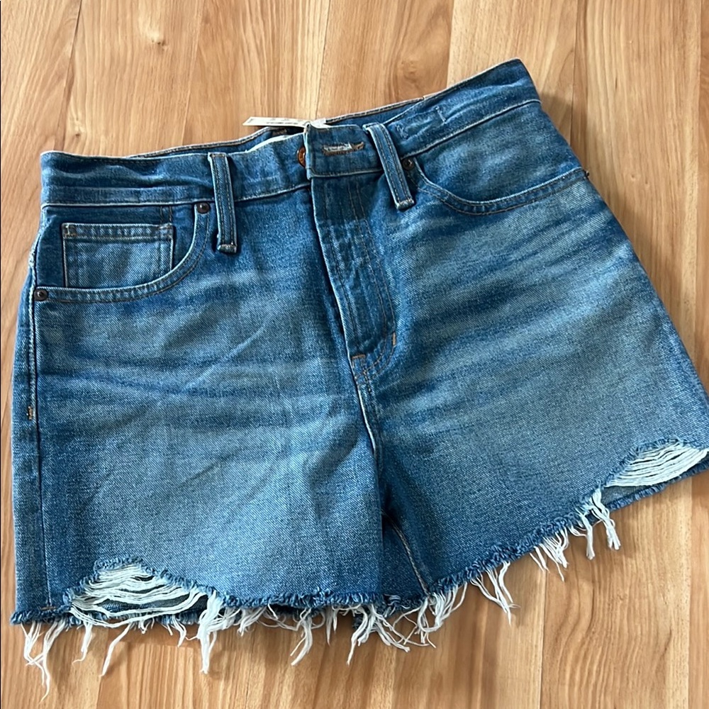 Madewell The Perfect Jean Short Blue Frayed Hem Jean Shorts size 26